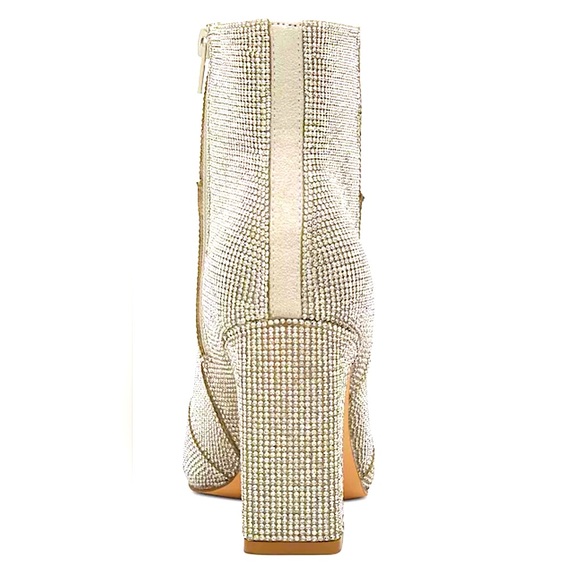 MADDEN GIRL EUC Crystal encrusted “Bonnie” Pointed-Toe Block heel Bootie size 10 - Picture 3 of 4